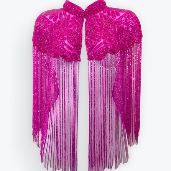 Jackets & Blazers - Hot Pink Beaded Cape
